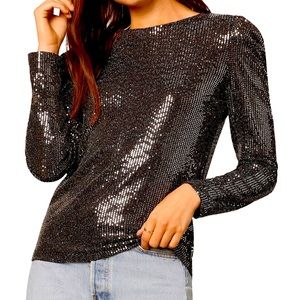 Steve Madden, Meghan sequin top in gunmetal size large